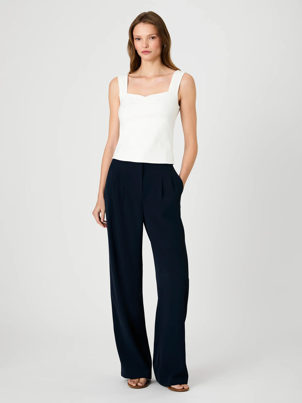 MAISIE JERSEY KNIT RUCHED FRONT TANK