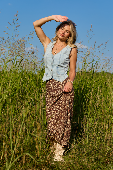 Wild Intentions Brown Floral Maxi Skirt