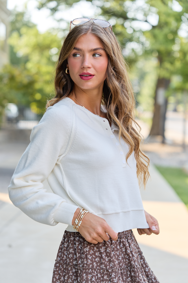 Casey Cream Henley Pullover