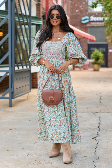 Thalia Multi Foral Smocked Top Maxi Dress