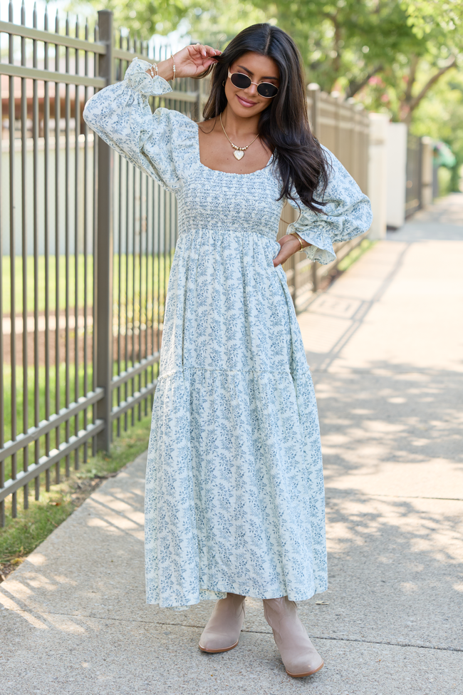 Thalia Navy And White Floral Maxi Dress