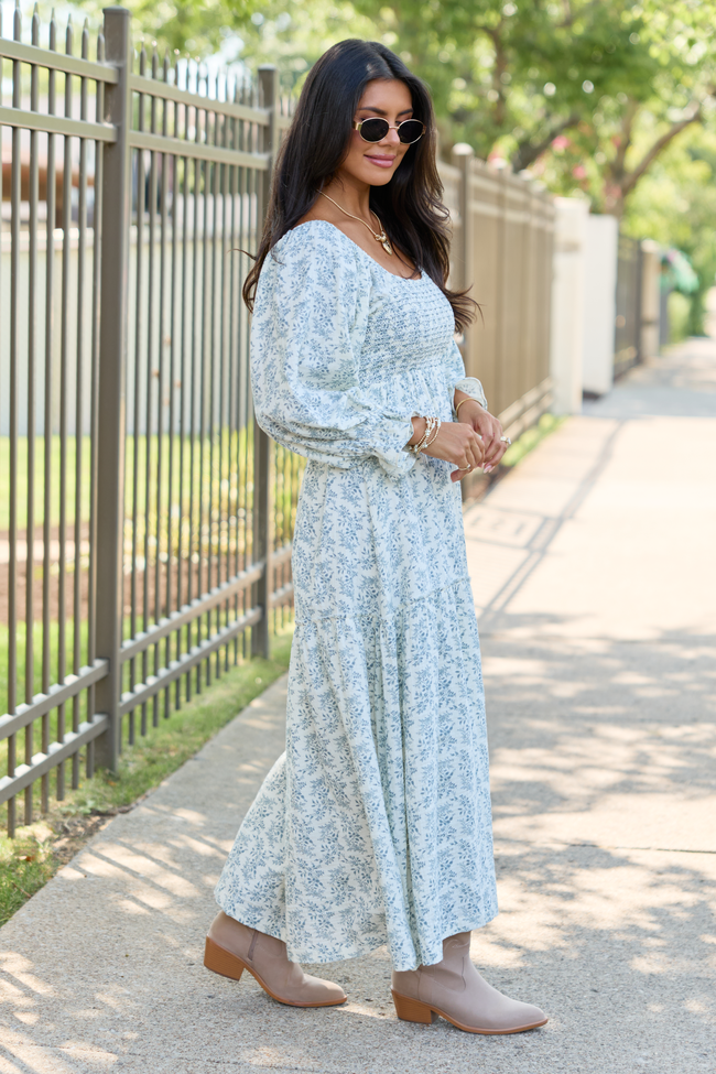 Thalia Navy And White Floral Maxi Dress