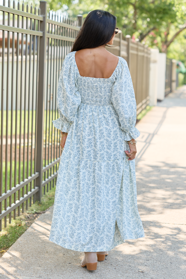 Thalia Navy And White Floral Maxi Dress
