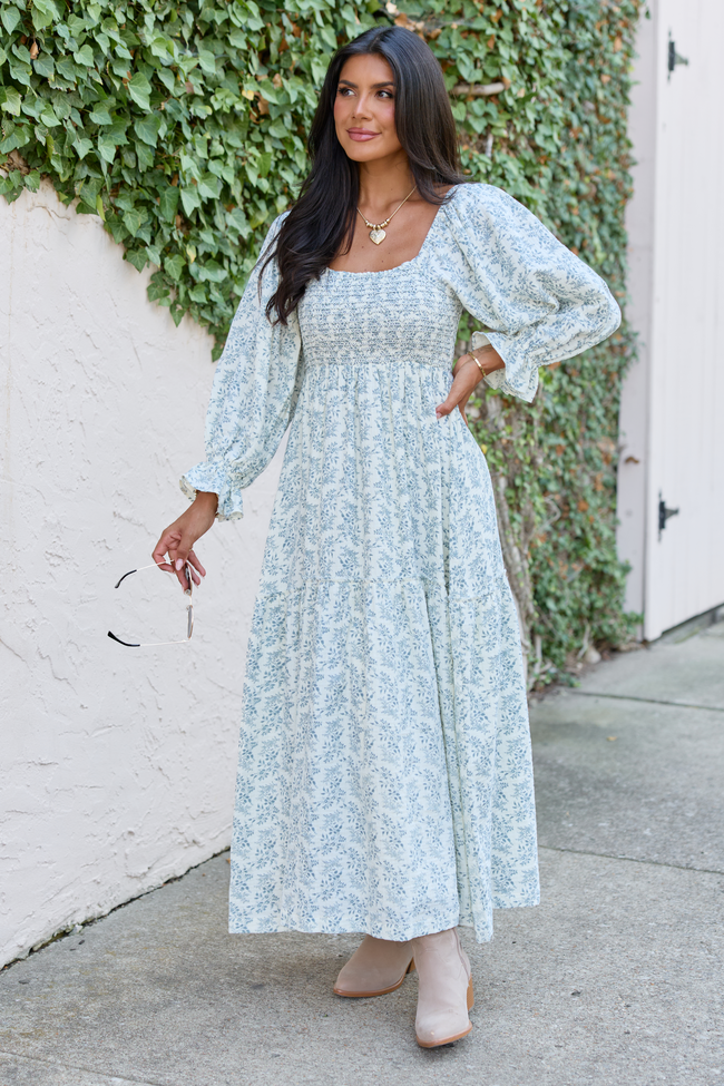 Thalia Navy And White Floral Maxi Dress