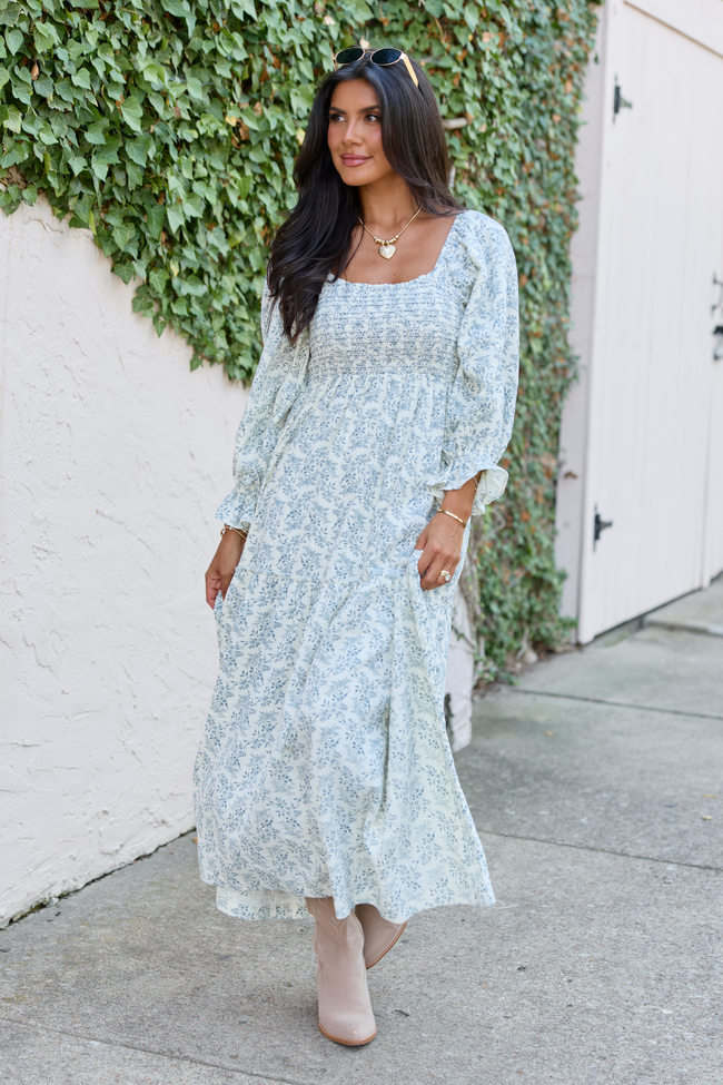 Thalia Navy And White Floral Maxi Dress