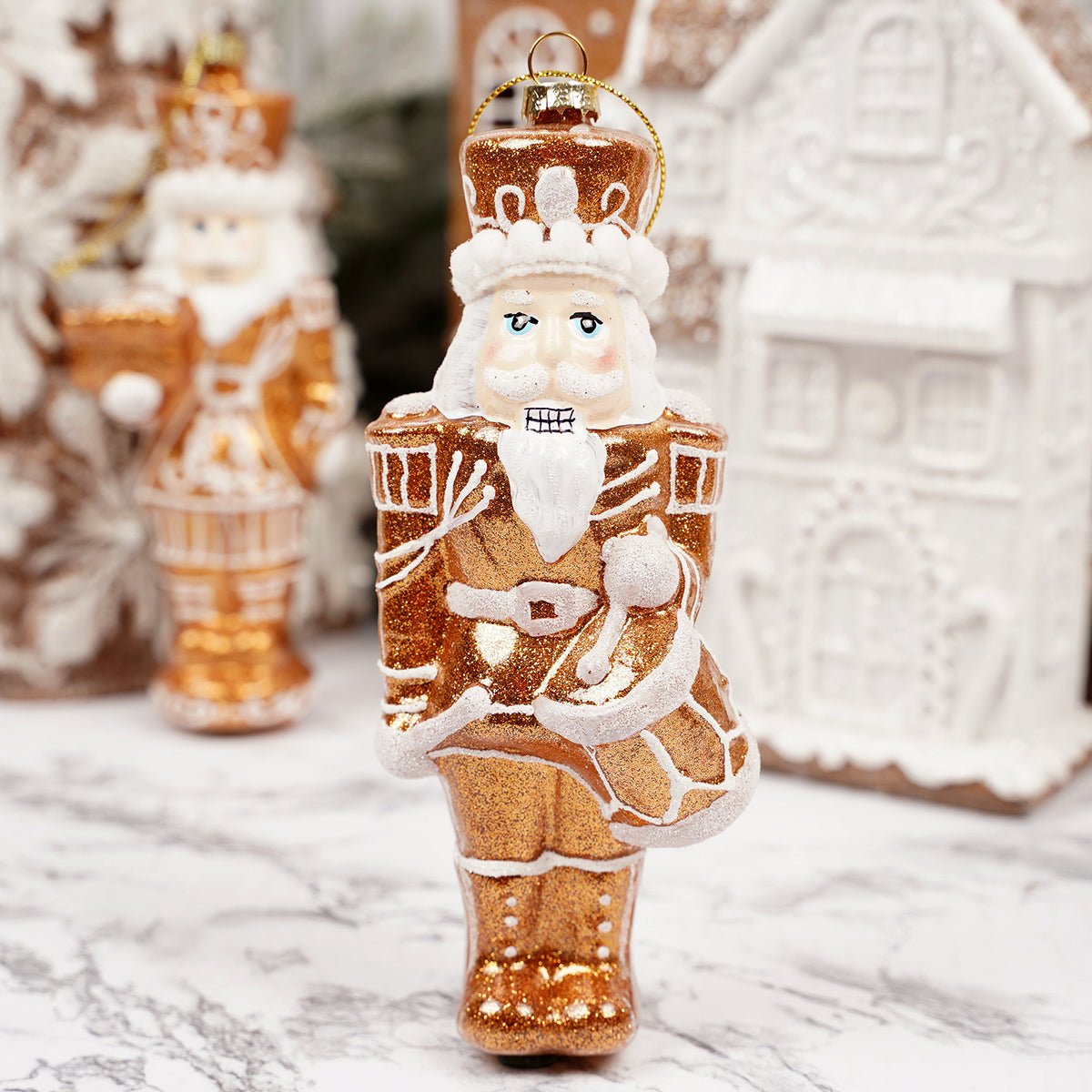 Glass Gold Nutcracker Ornament
