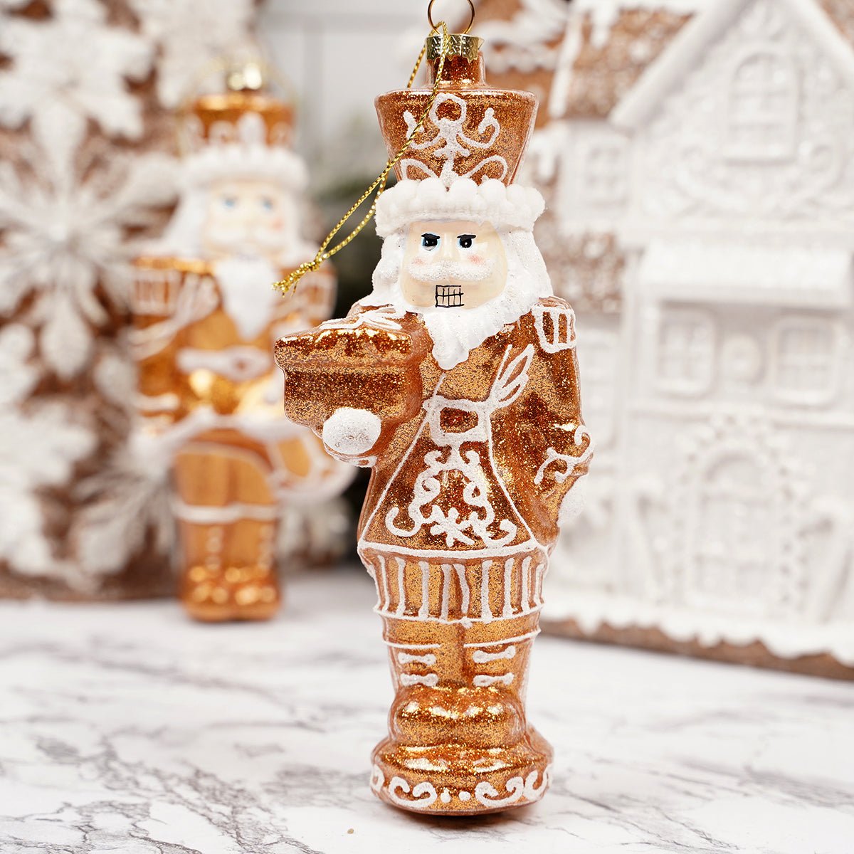 Glass Gold Nutcracker Ornament