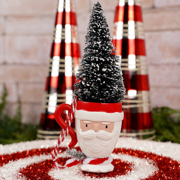 Santa Cup With Tree Top Ornament