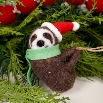 Wool Felt Sloth Ornament