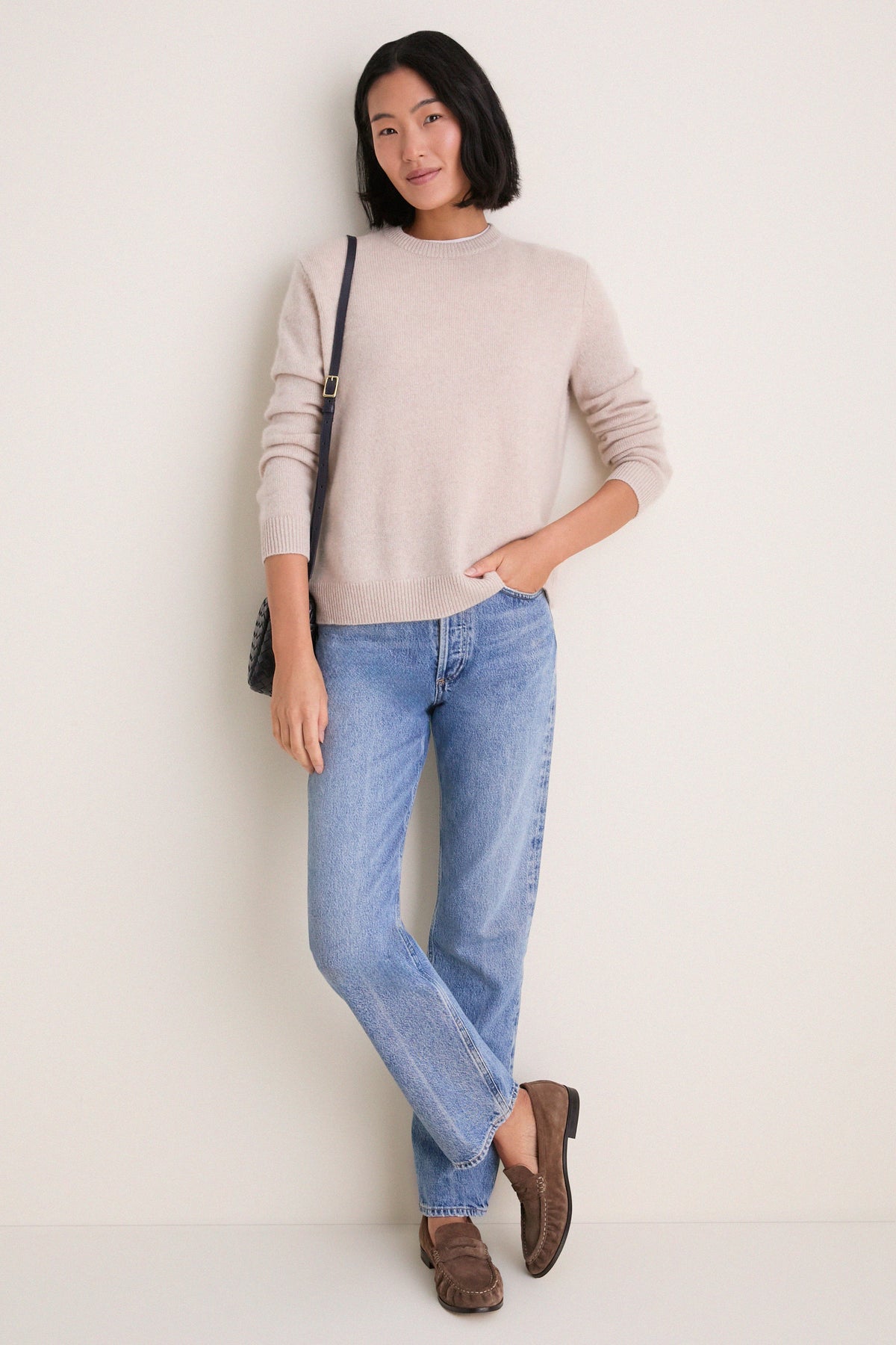 Sandstone Cashmere Boyfriend Bodie Crewneck