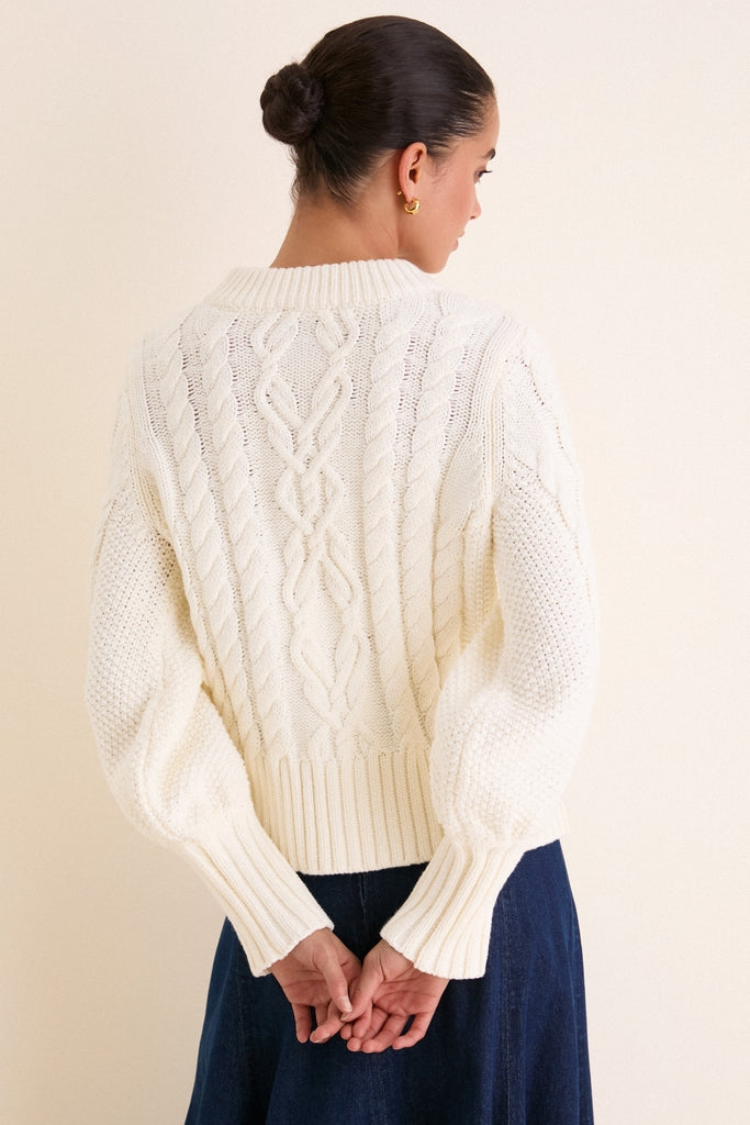 Ivory Cotton Colette Cardigan