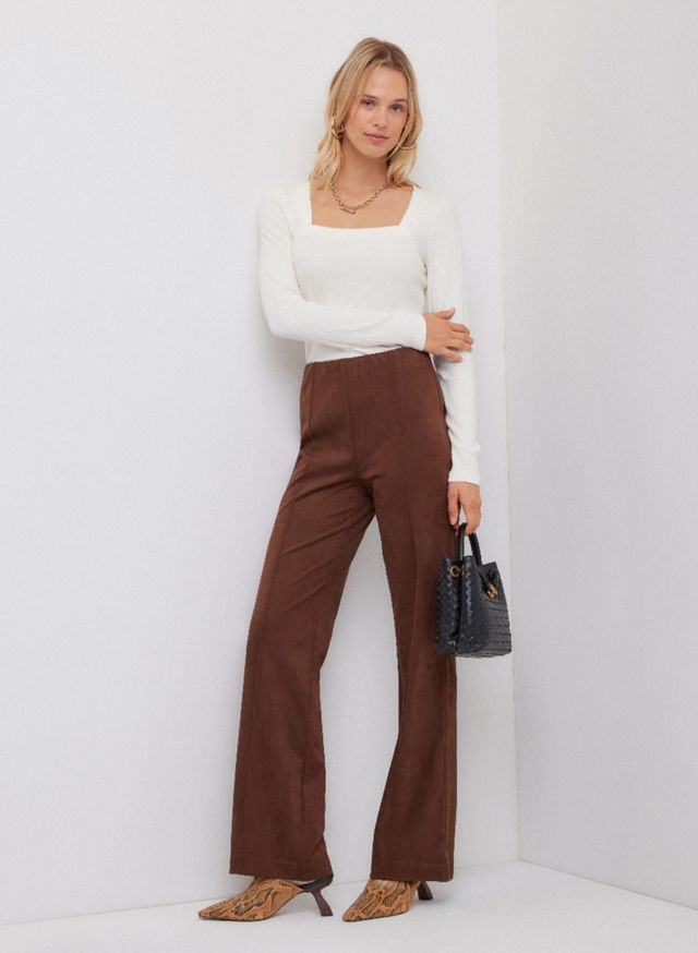 ELLIE FAUX SUEDE BOOTCUT PANTS