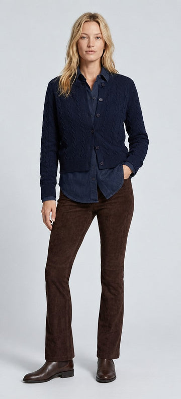 MIX MEDIA CARDIGAN WITH DENIM