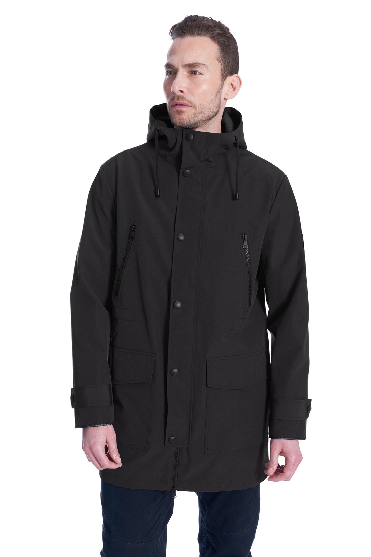 BANKS | MEN'S DRAWSTRING RAINCOAT, BLACK