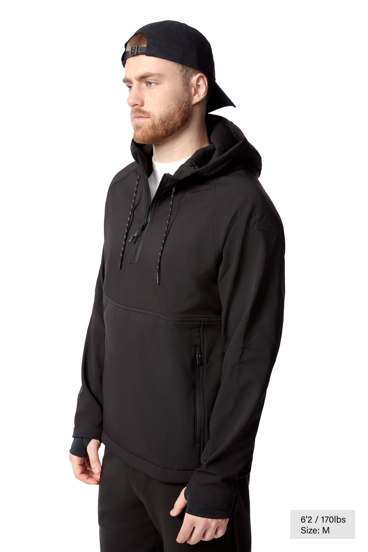 VARGAS | MEN'S WATER-REPELLENT HOODED PULLOVER SOFTSHELL, BLACK