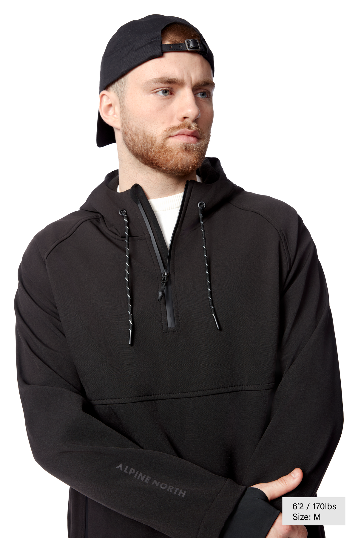 VARGAS | MEN'S WATER-REPELLENT HOODED PULLOVER SOFTSHELL, BLACK