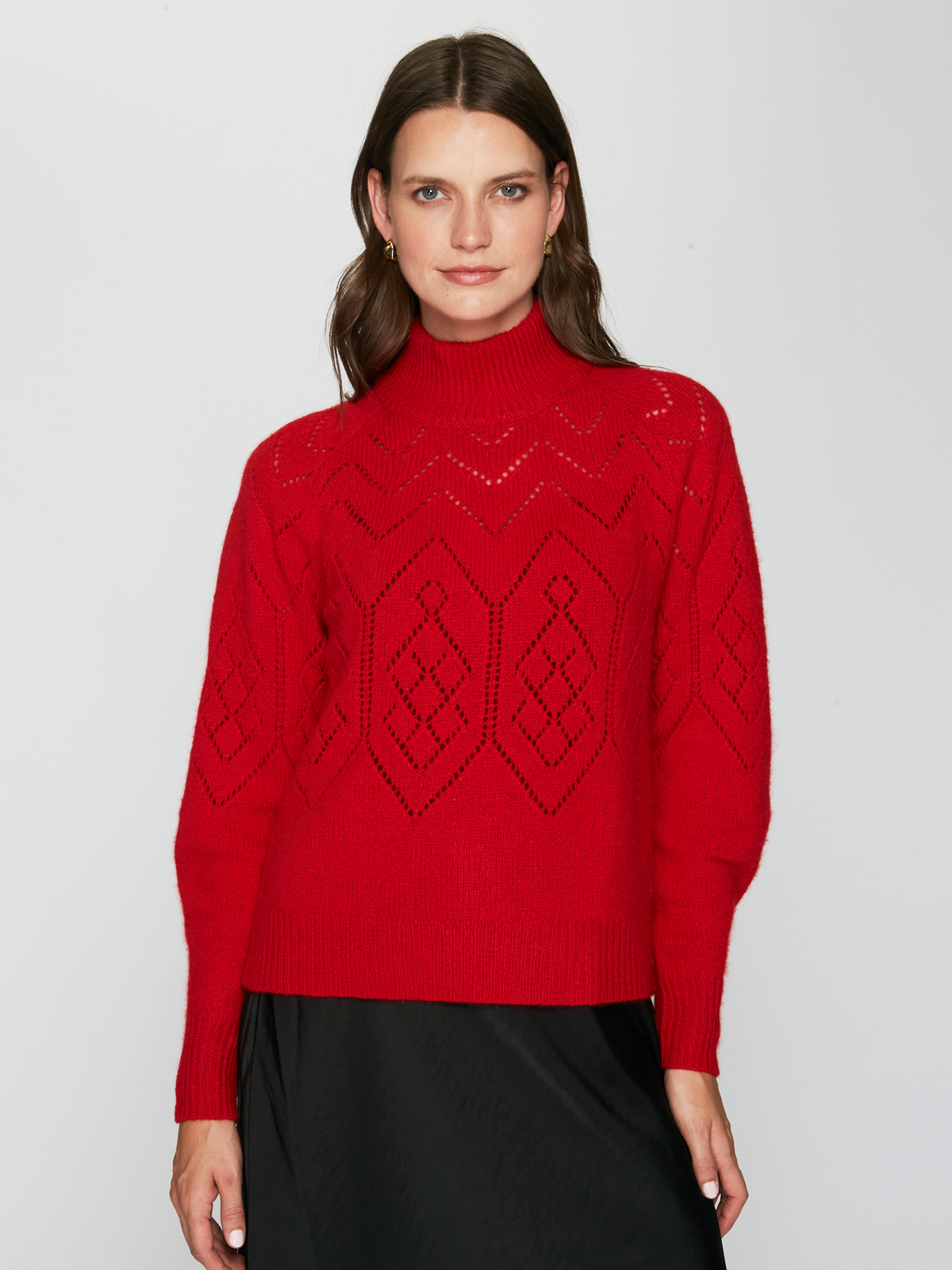 Pointelle Mock Neck in Blazer