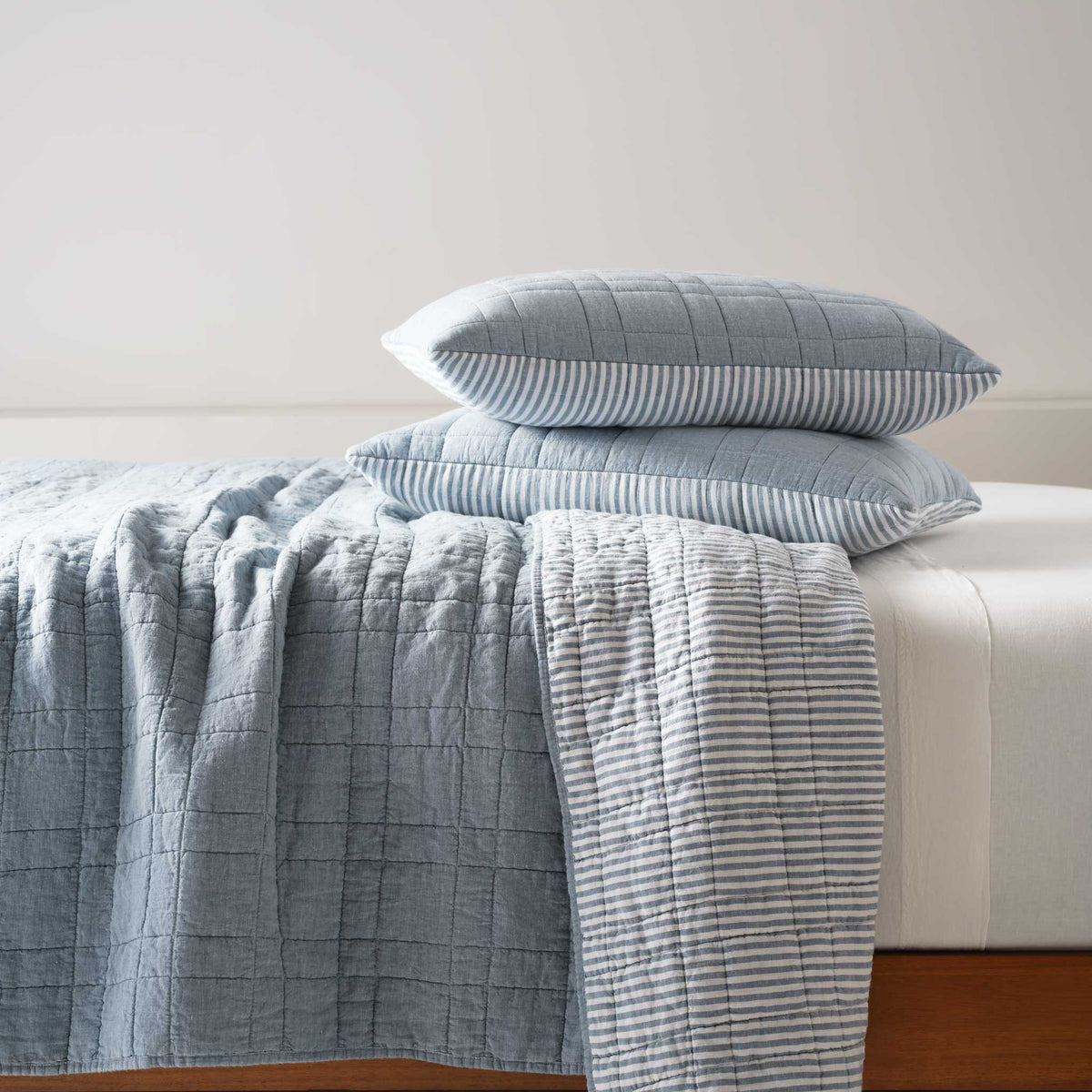 Washed European Linen Quilted Sham Set