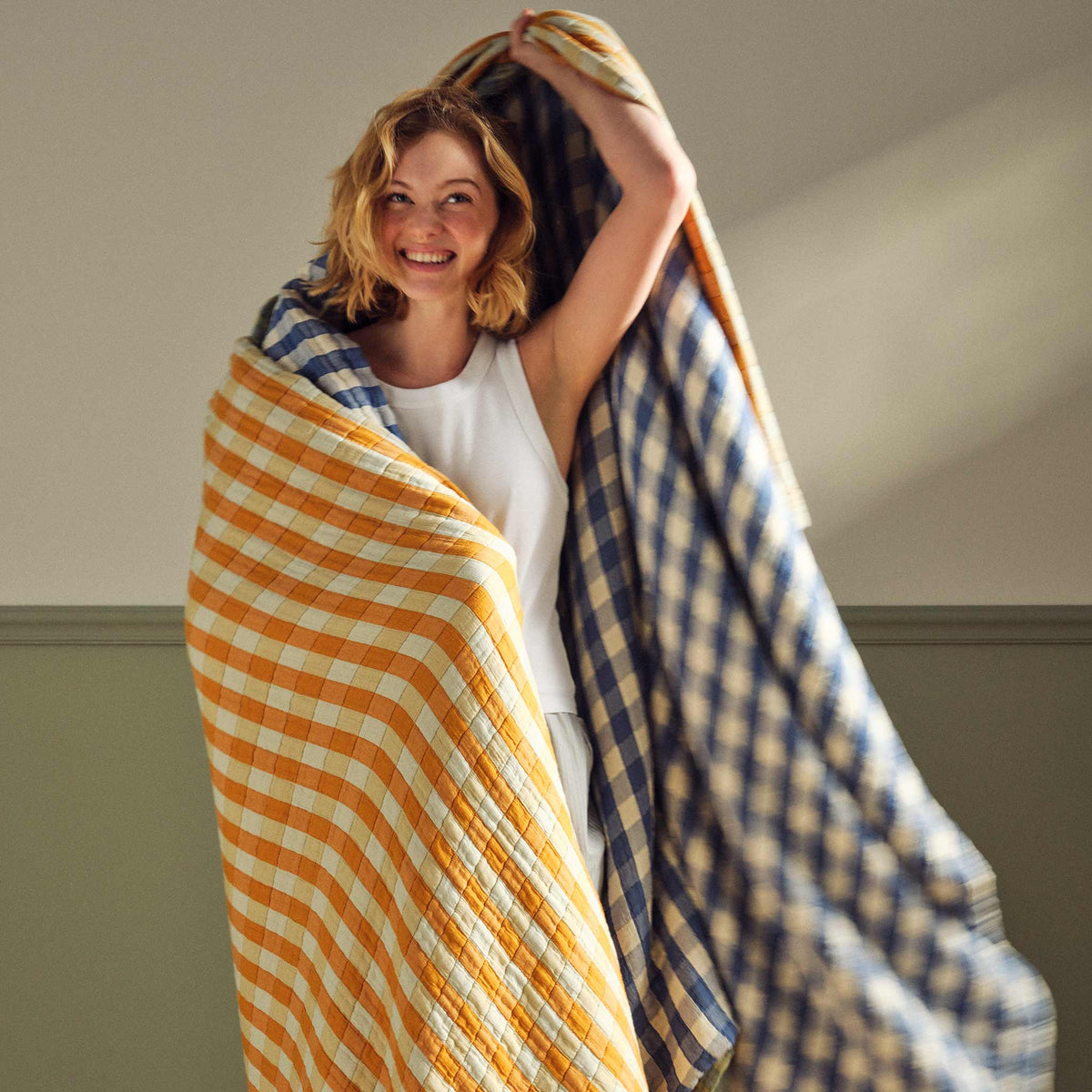 Breezeweave Cotton Gingham Bed Blanket - Last Call