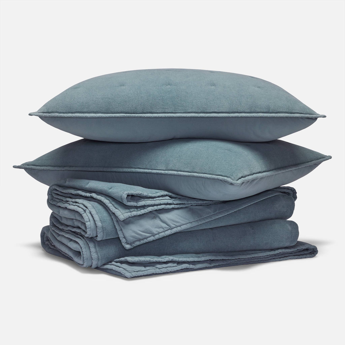 Washed Velvet Quilt Set