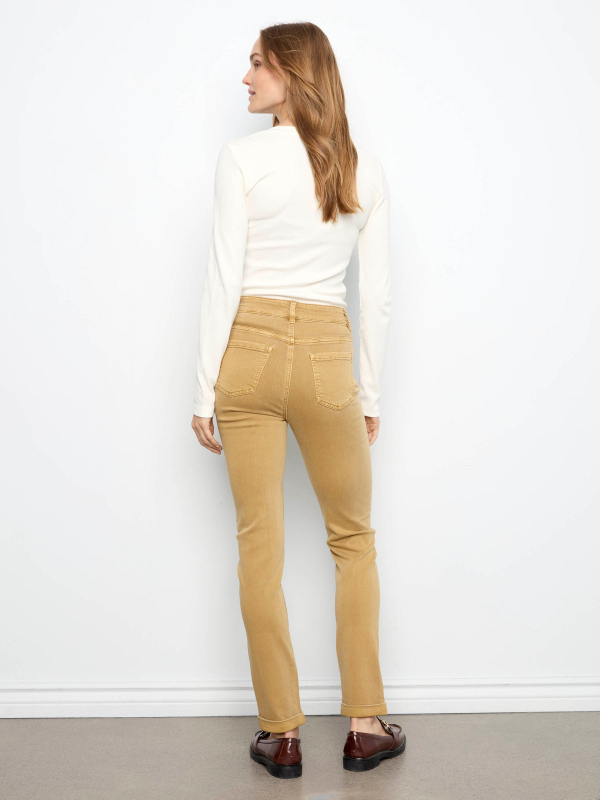 Cuffed Hem Twill Jeans - Amber