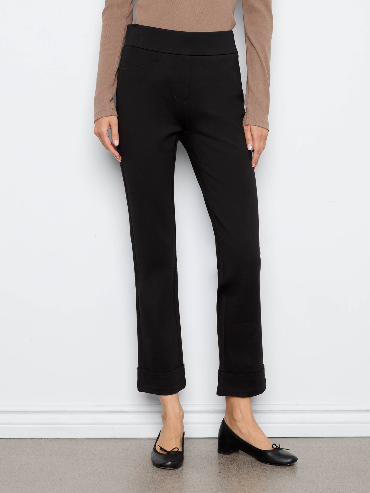 Cuffed Ponte Pants - Black