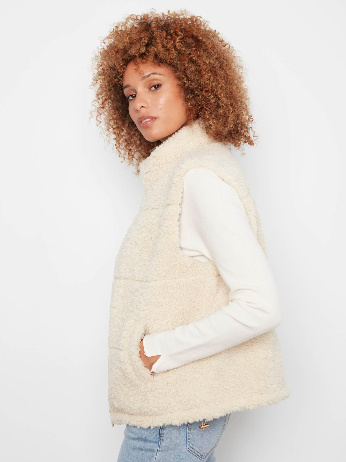 Reversible Plaid Quilted Sherpa Vest - Merlot