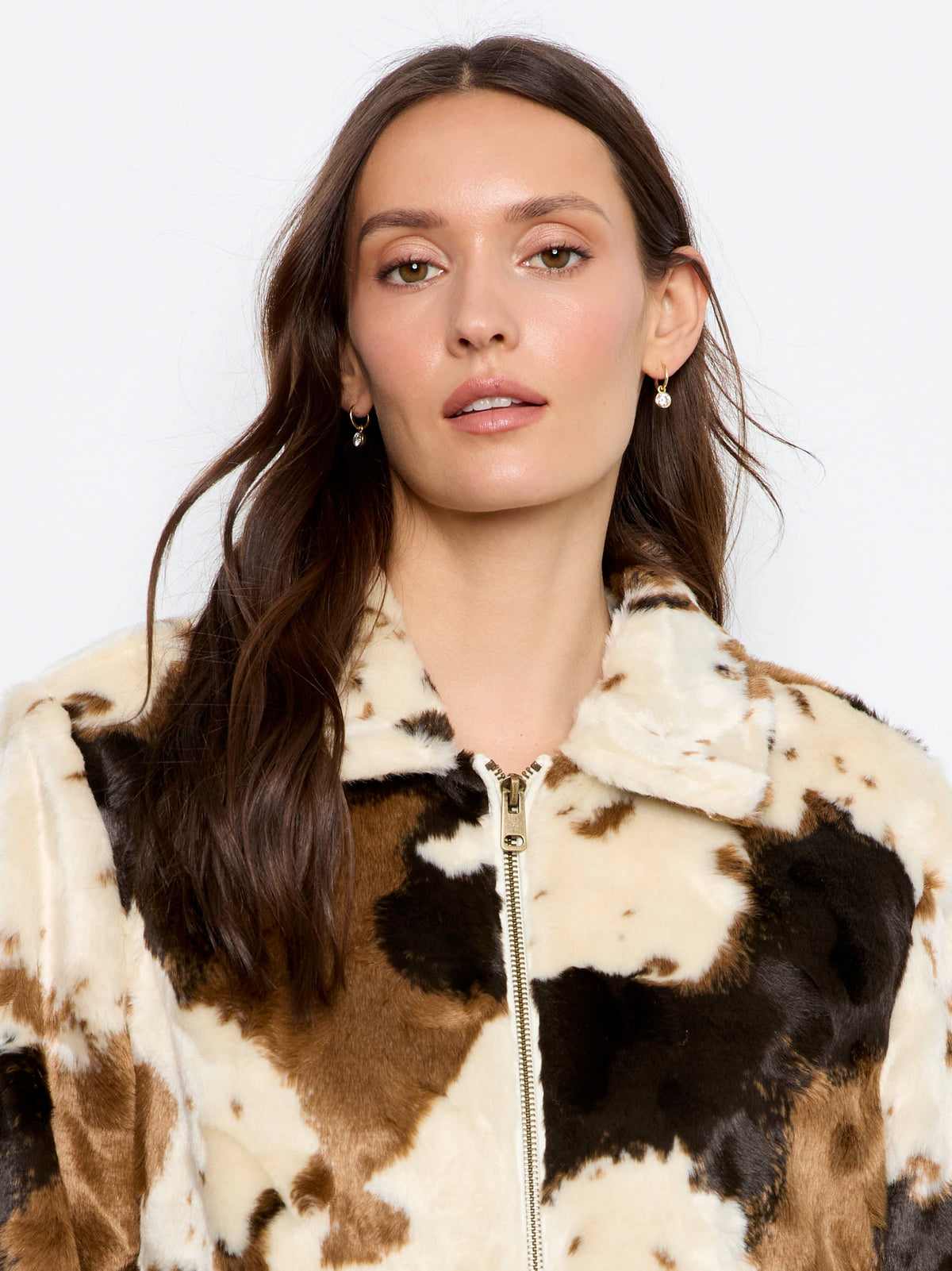 Cow Print Faux Fur Jacket - Blotchy