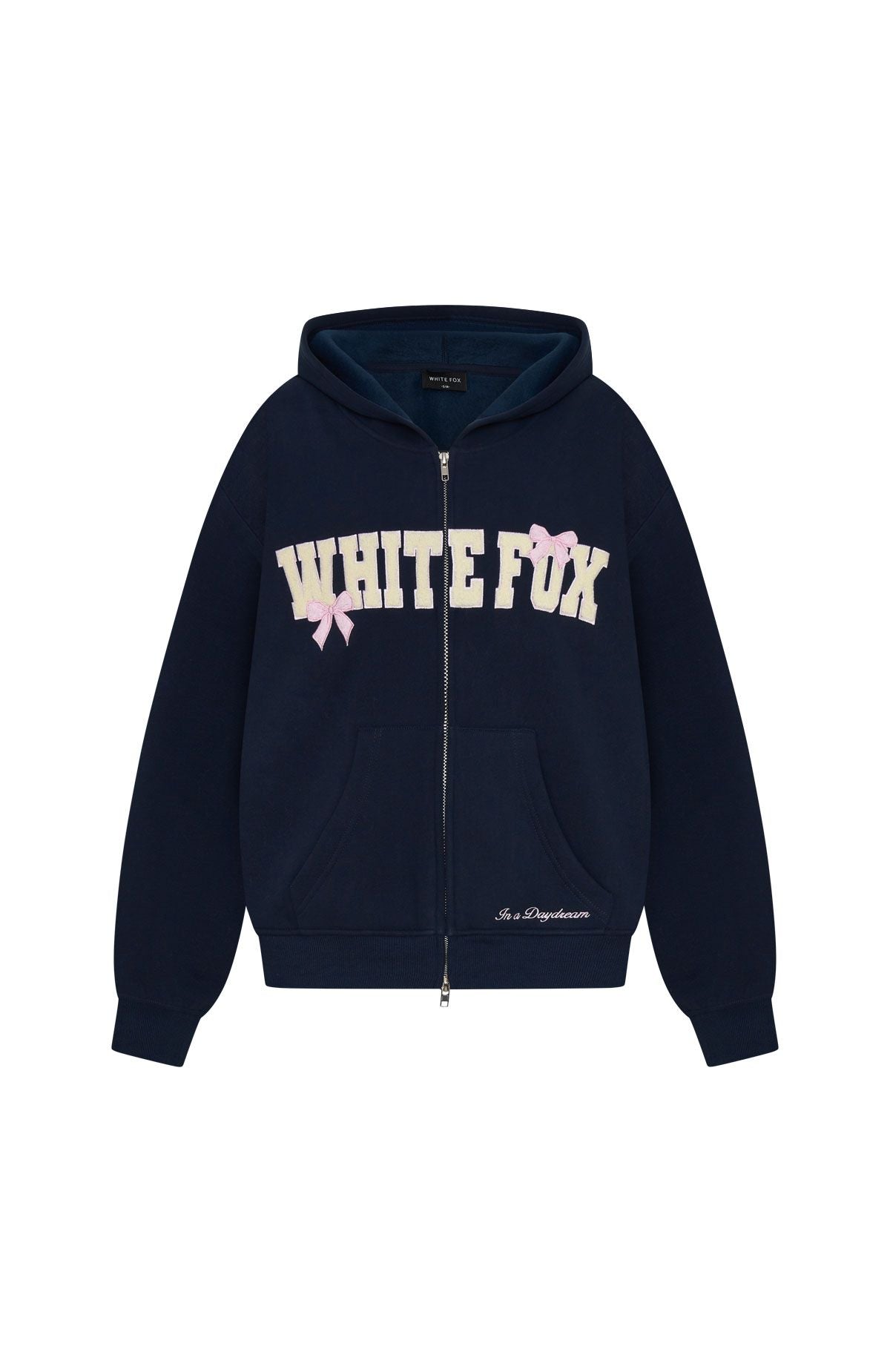 Daydreamers Madeline Boxy Zip Front Hoodie Navy