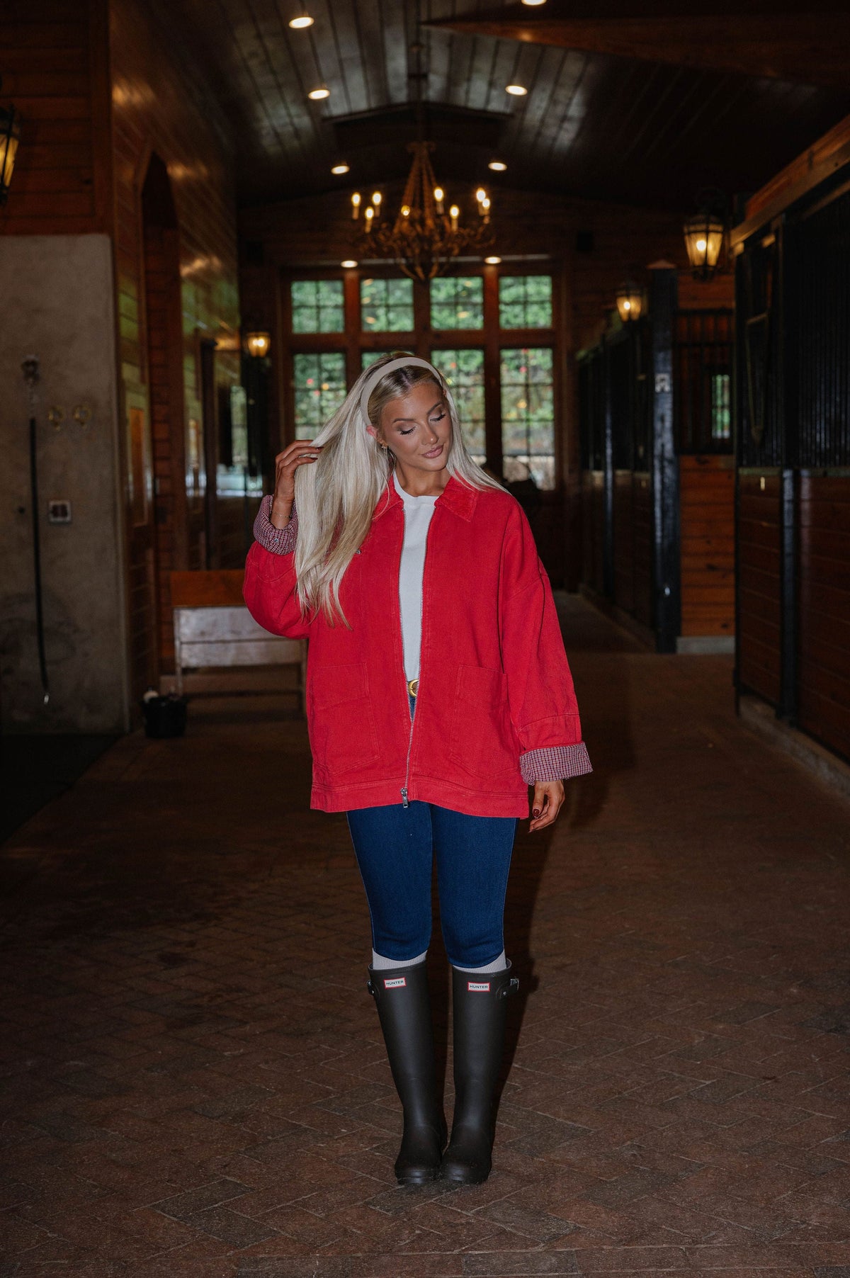 Carol Twill Worker Jacket-Red
