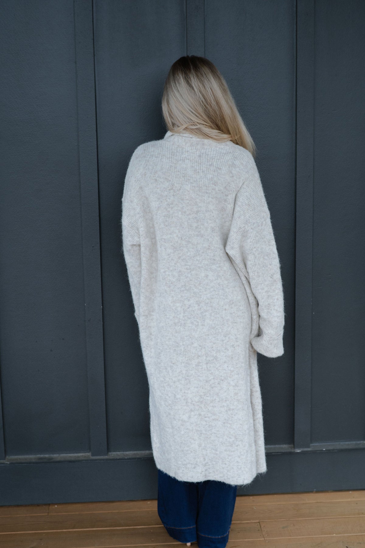 Shawl Collar Open Cardigan-Light Taupe