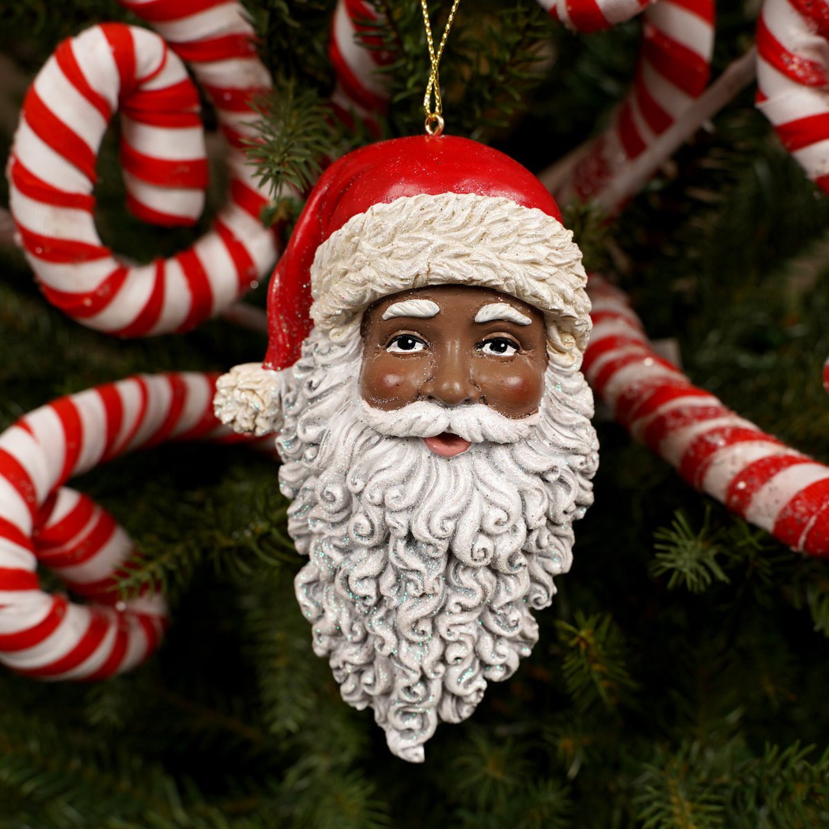 4" African American Santa Face Ornament