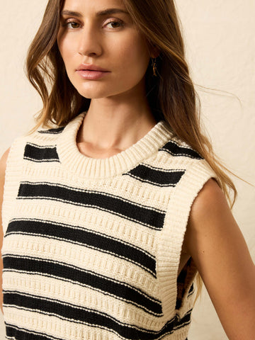 Heirloom Cotton Sweater Vest - Licorice Lines