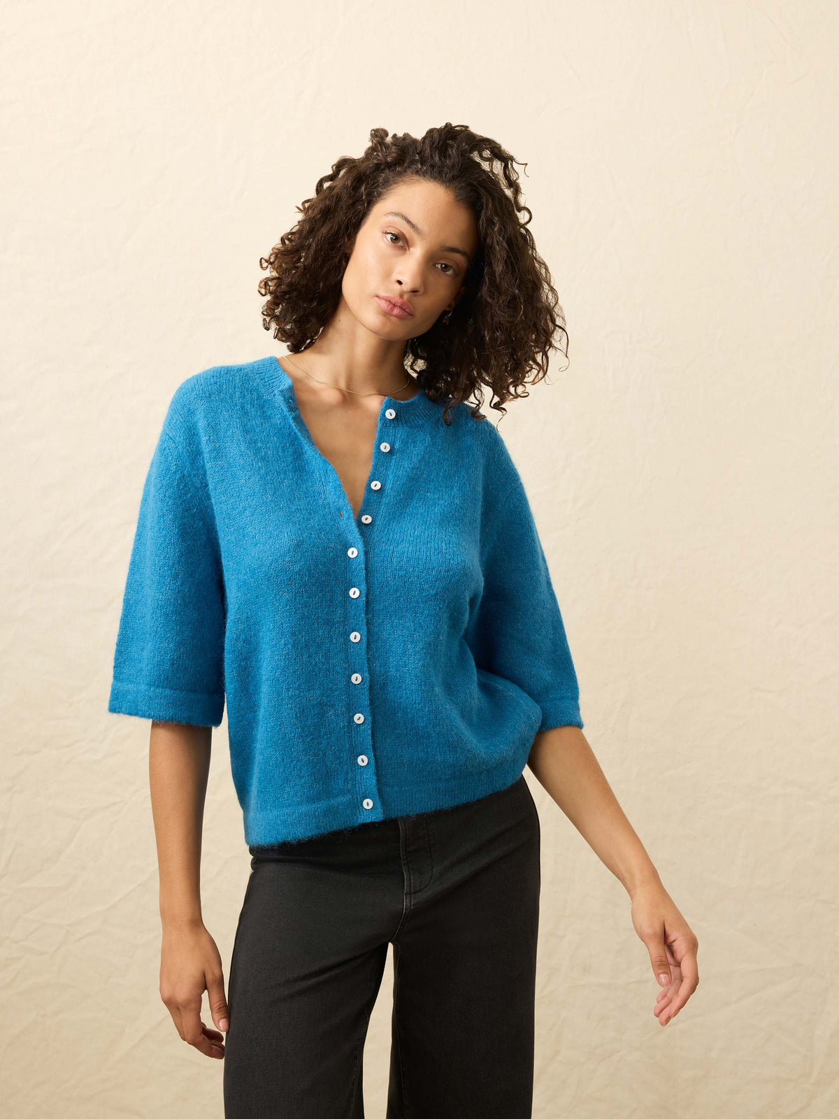 Apres Alpaca Cardigan - Blue Lights