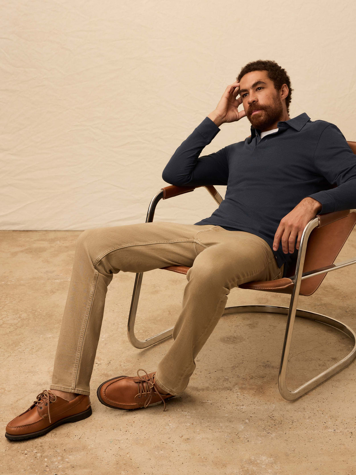 Long-Sleeve Movement Pique Polo - Harbor Night Heather