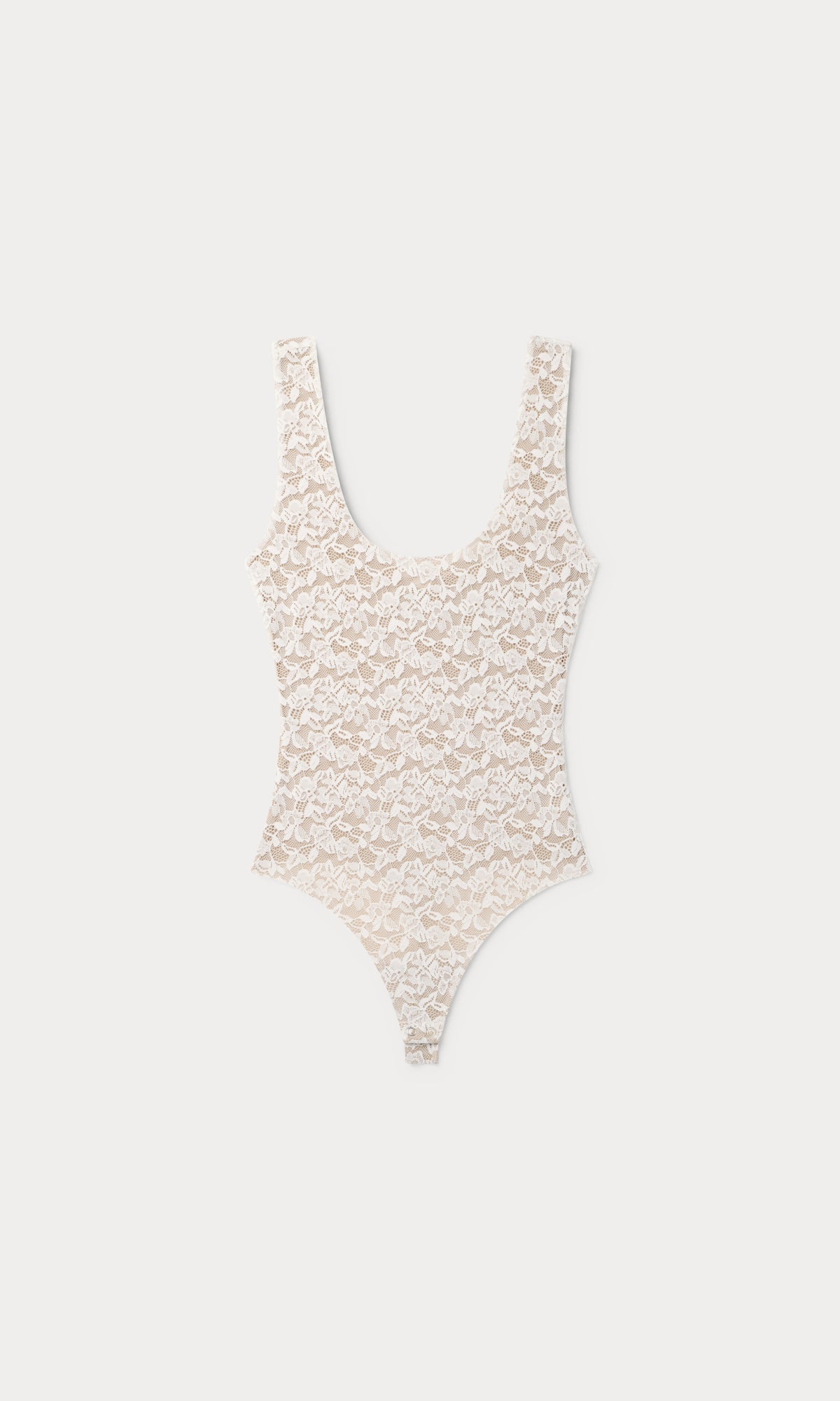 STRETCH LACE SCOOP TANK BODYSUIT | CHALK