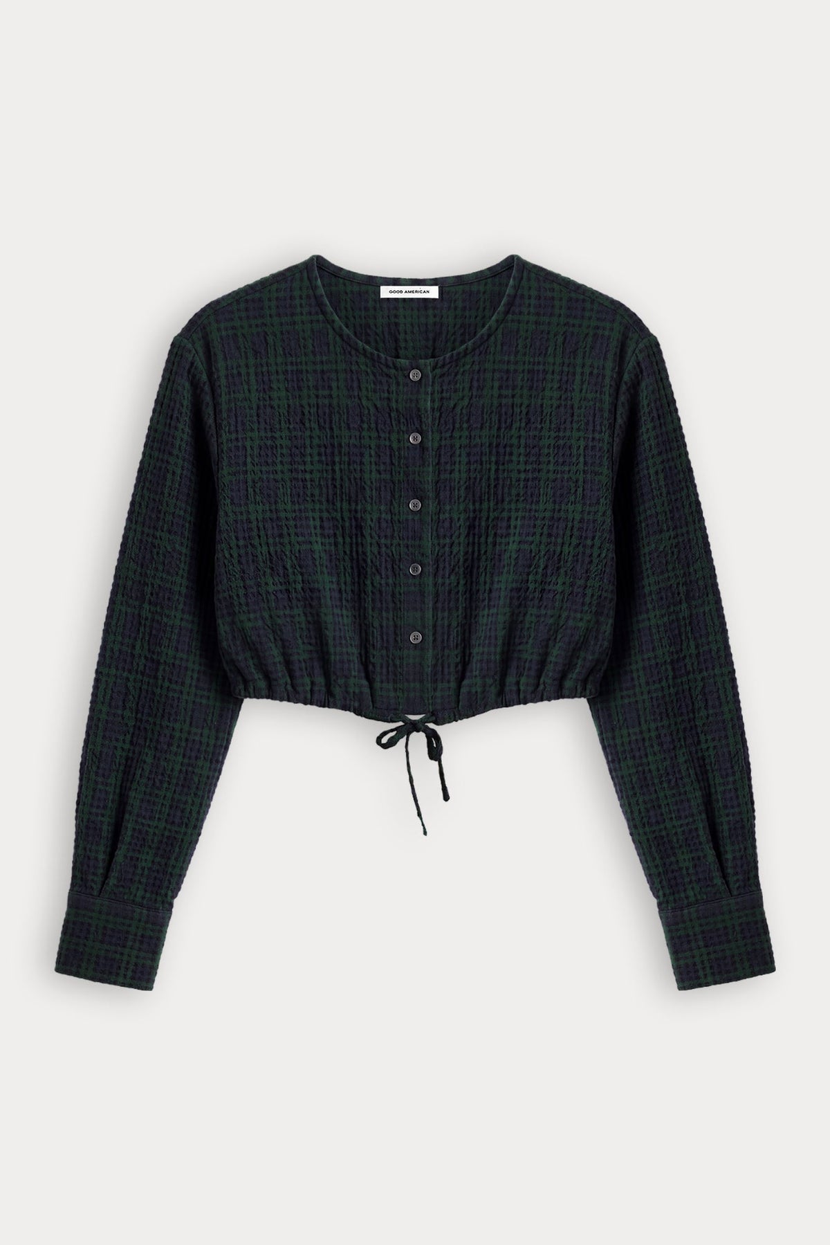 THE CRINKLE CINCHED SHIRT | FOREST PLAID