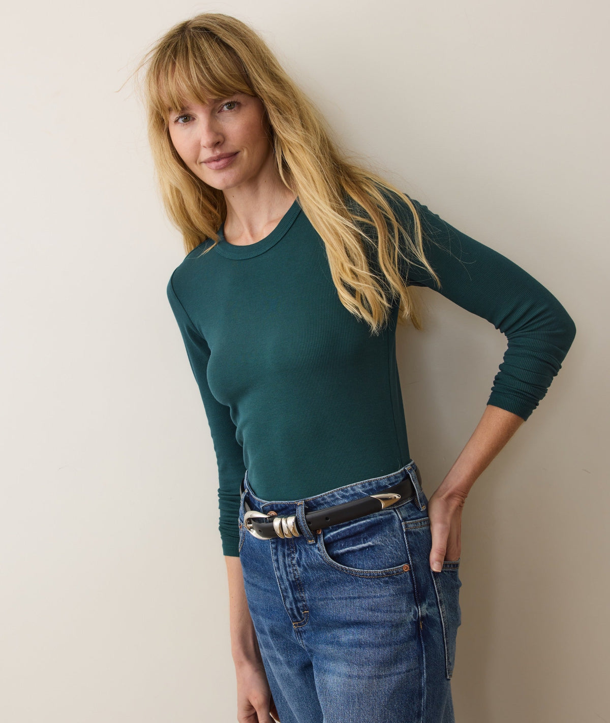 Lexi Rib Sun-In Long Sleeve Crew Tee