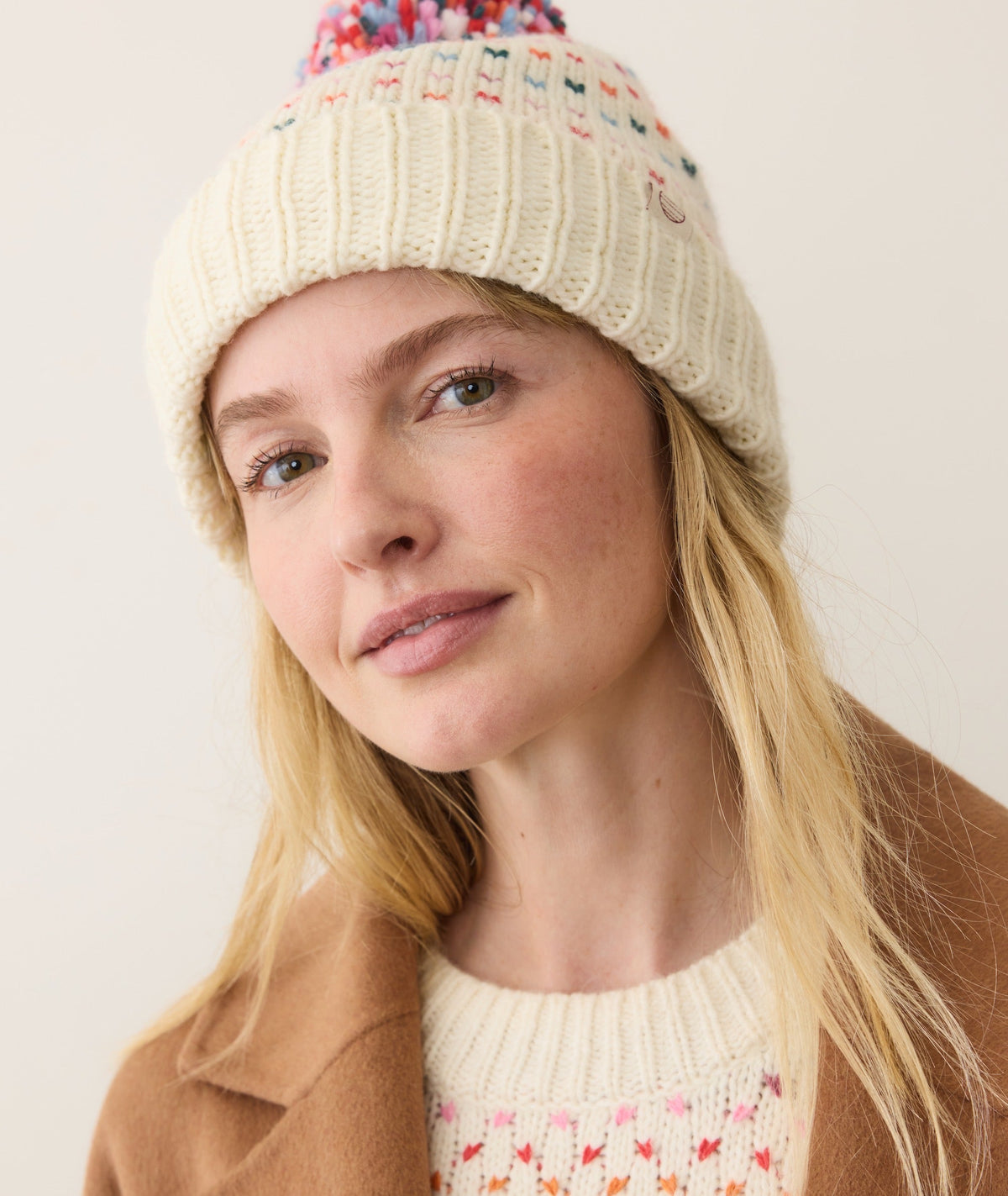 Rainbow Pom Beanie