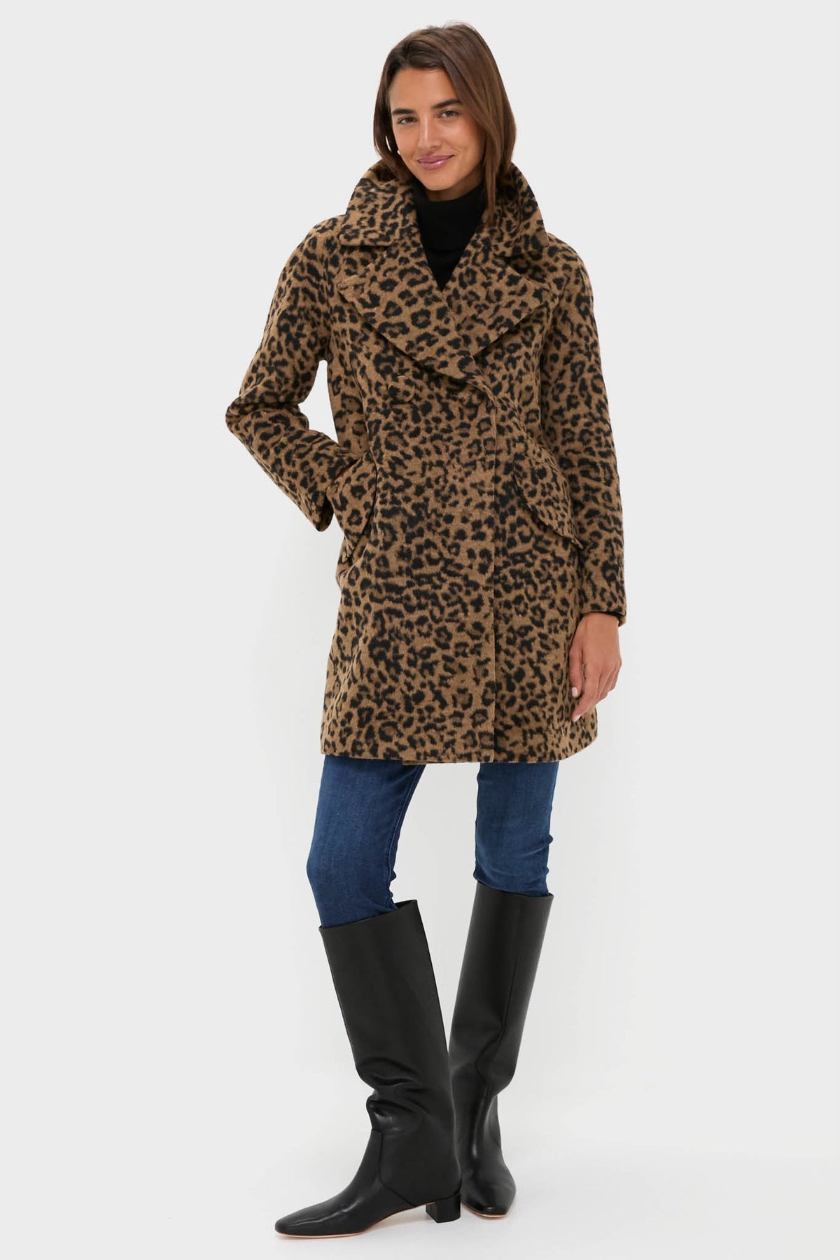 Leopard Brushed Wool Harley Peacoat