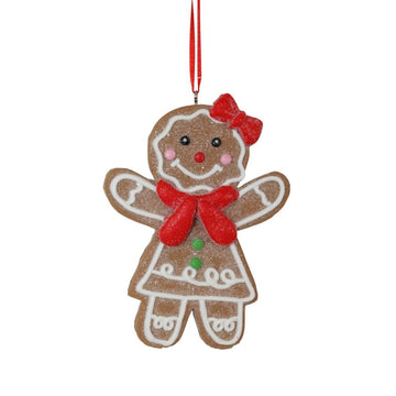 Gingerbread Girl With Bow Ornament