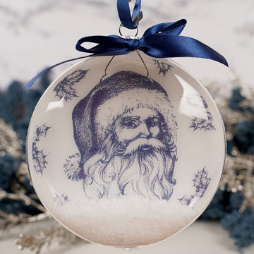 120MM Glass Blue Santa Face Ball Ornament