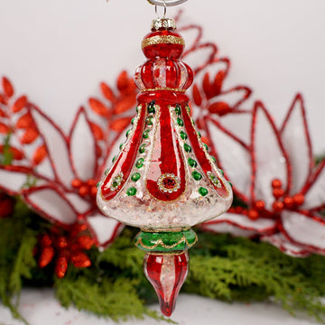 7.5Inch Red Green Finial Ornament