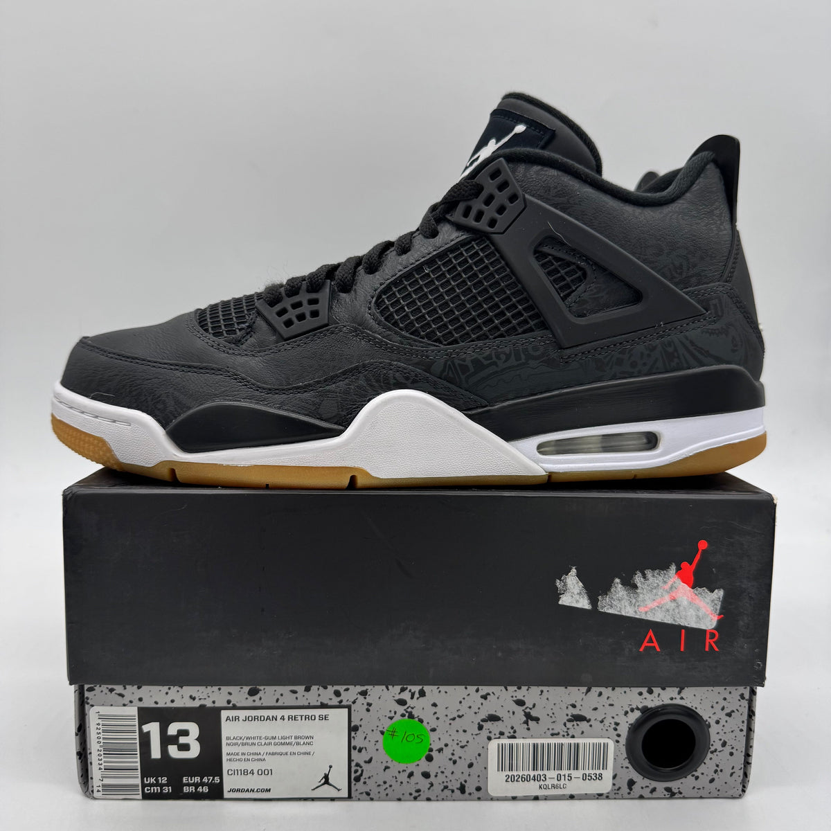 Jordan 4 Laser Black Gum