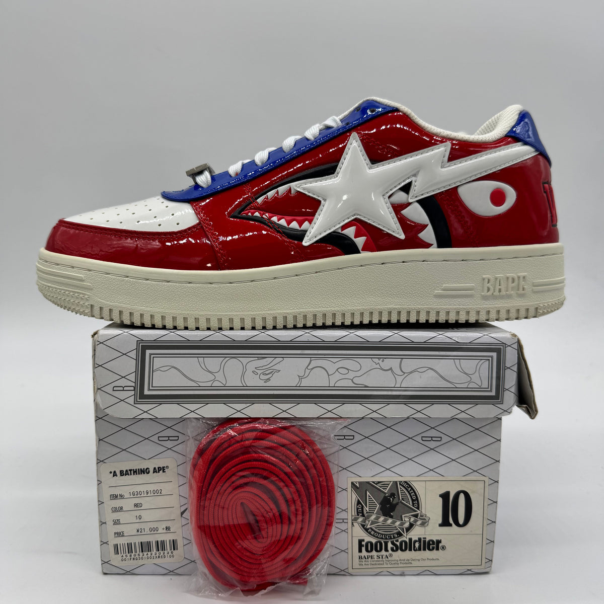 A Bathing Ape Bape Sta Low M2 20th Anniversary Patent Red