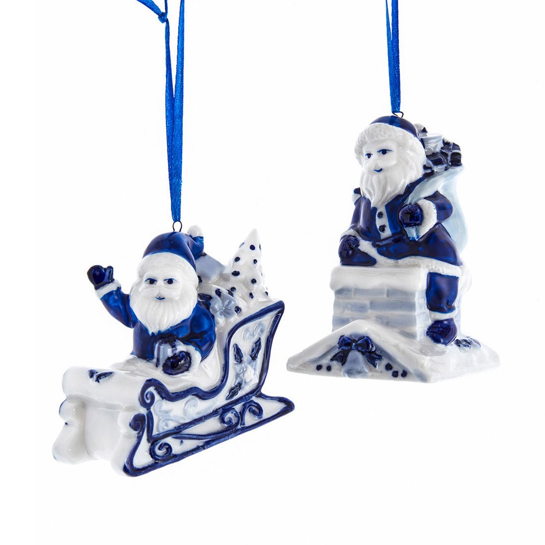 Delft Blue And White Santa Ornament