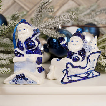 Delft Blue And White Santa Ornament
