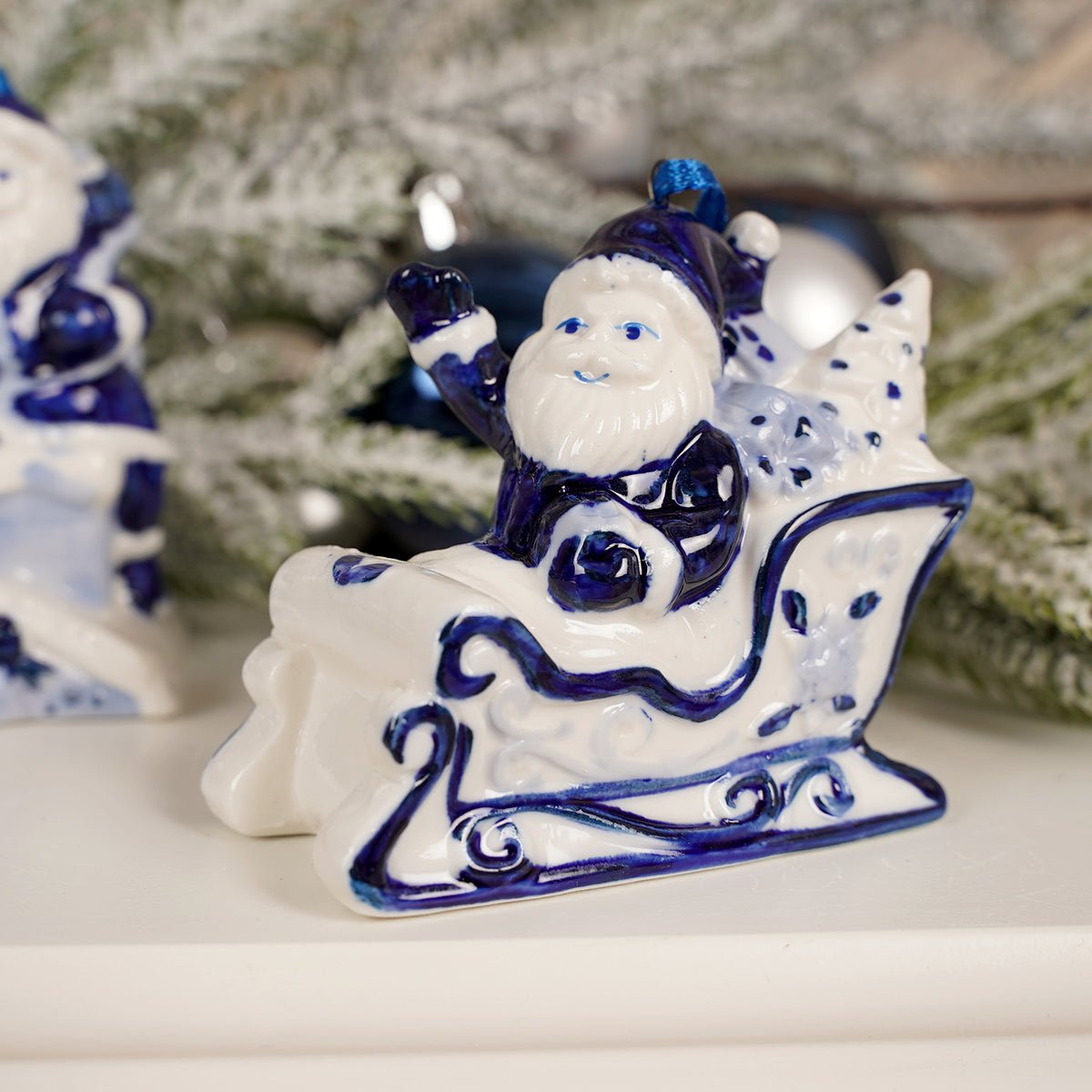 Delft Blue And White Santa Ornament
