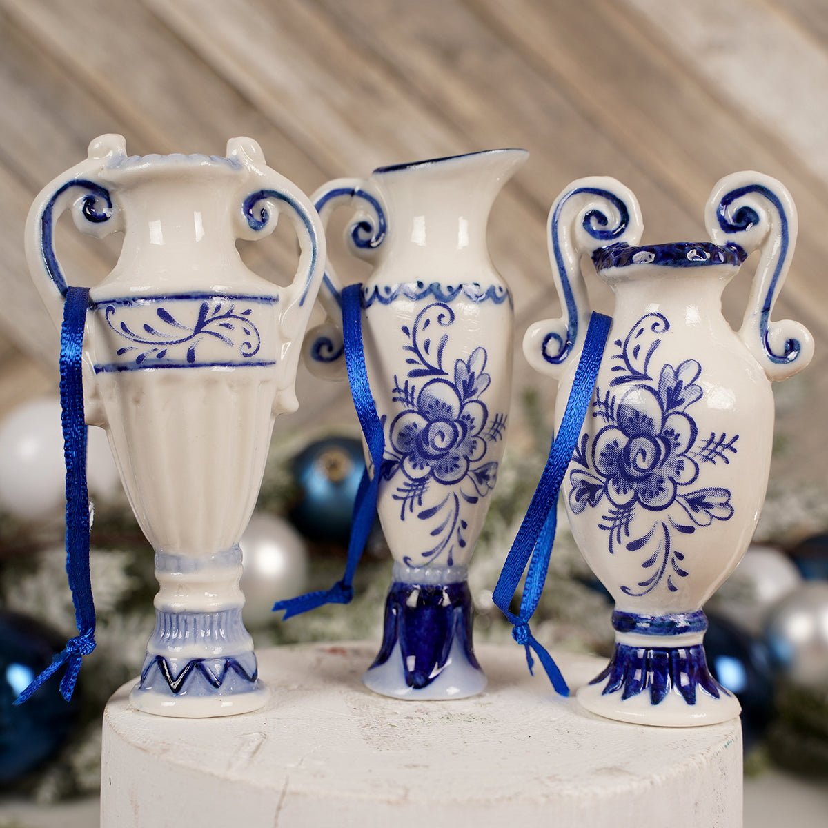 Delft Blue And White Vase Ornament