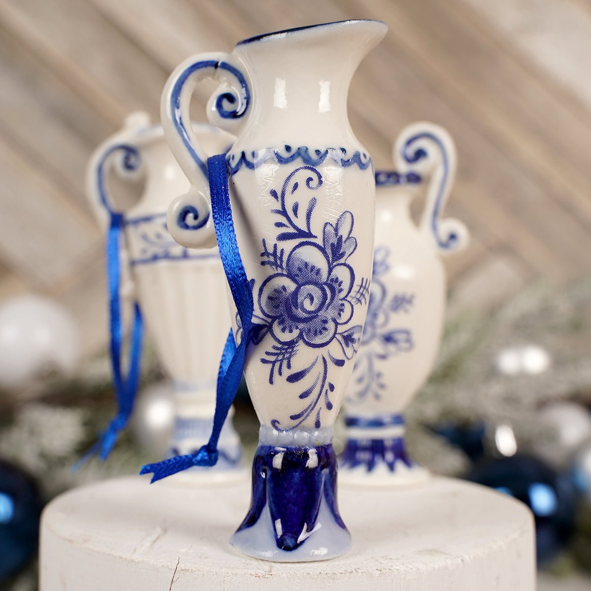 Delft Blue And White Vase Ornament